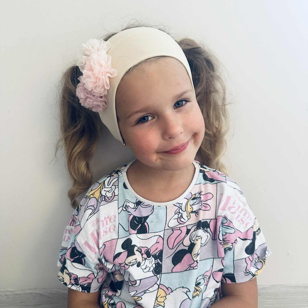Handmade Cream and Pink Floral Kids Headband